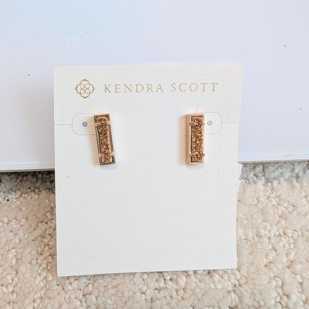 Kendra Scott Drusy Rosegold Bar Earrings